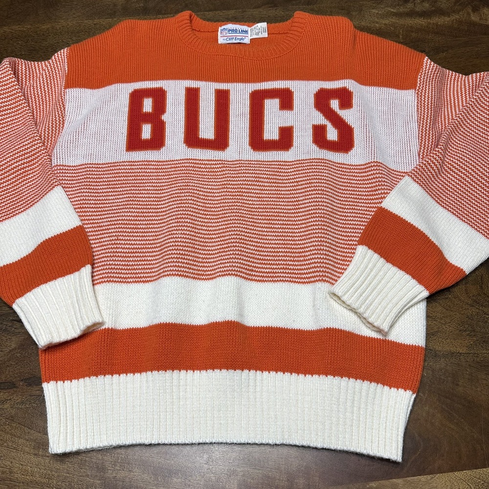 Vintage Cliff Engle Tampa Buccaneers BUCS Pro Line Sweater Wool Small USA